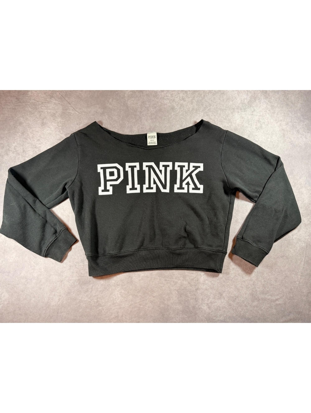 PINK Victoria's Secret Black Cropped Sweatshirt